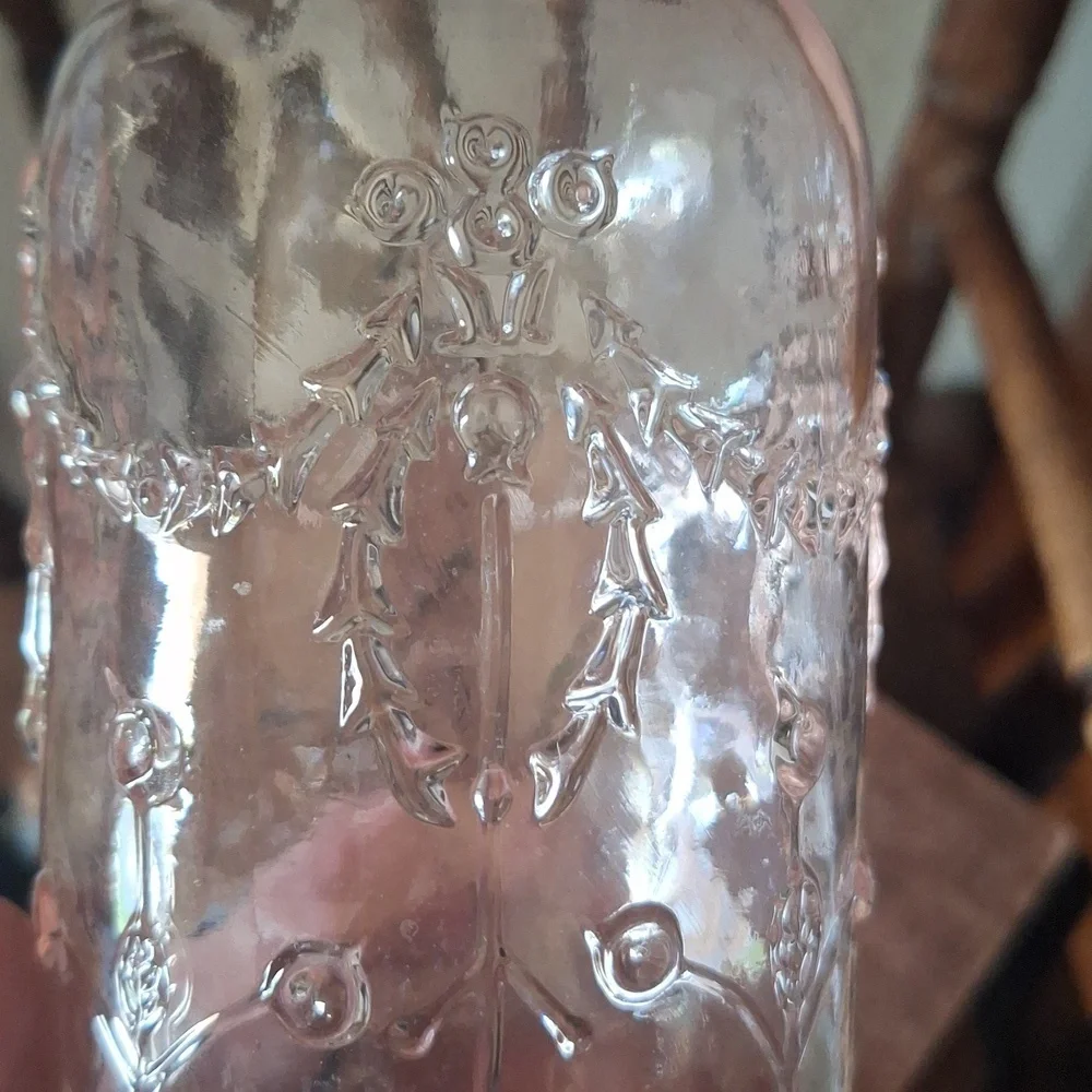 Midcentury Pink Glass Decorative Bottle/Made in Italy/Vintage Wine Carafe